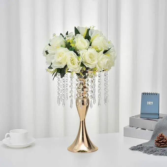 Gold Metal Flower Vase Set – Elegant Centerpieces for Wedding, Anniversary & Dinner Table Décor (4 Pcs)