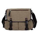 Unisex Canvas Shoulder Bag – Large Capacity Multi-Pocket Crossbody Tote for School, Work & Daily Activities