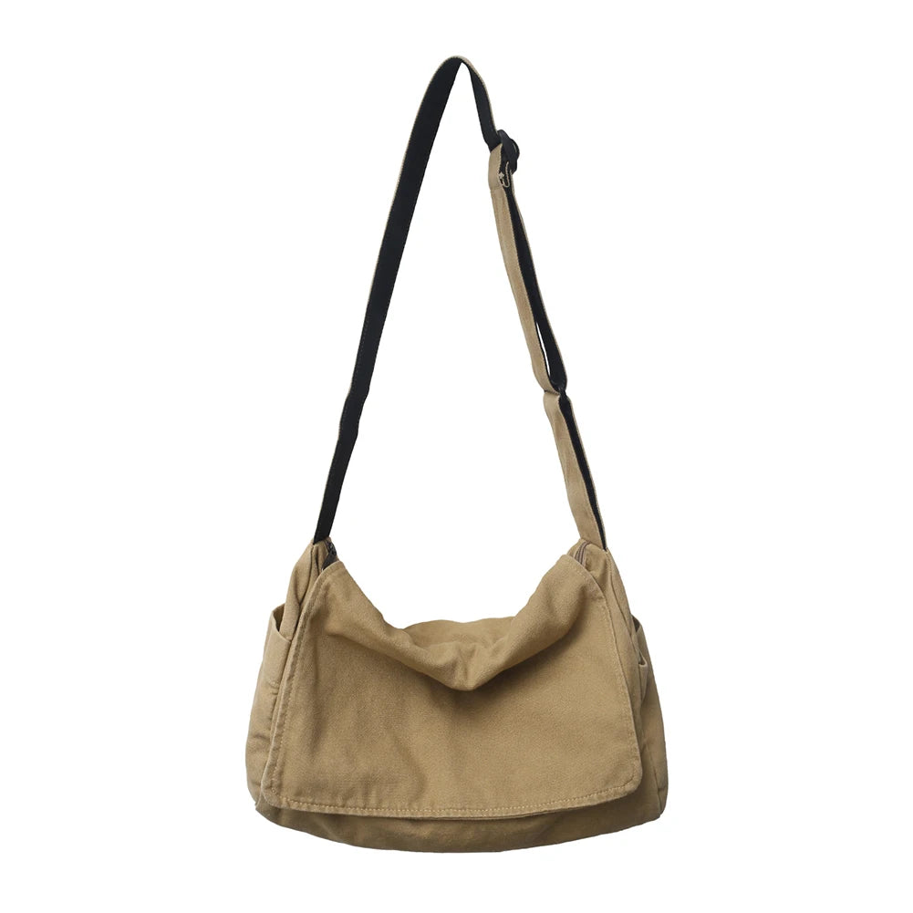 Vintage-Style Canvas Messenger Bag for Women – Versatile Retro Tote Sling with Adjustable Strap