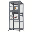 68" Large Wooden Bird Cage Aviary – Outdoor Bird House on Wheels with Pull-Out Tray for Easy Cleaning