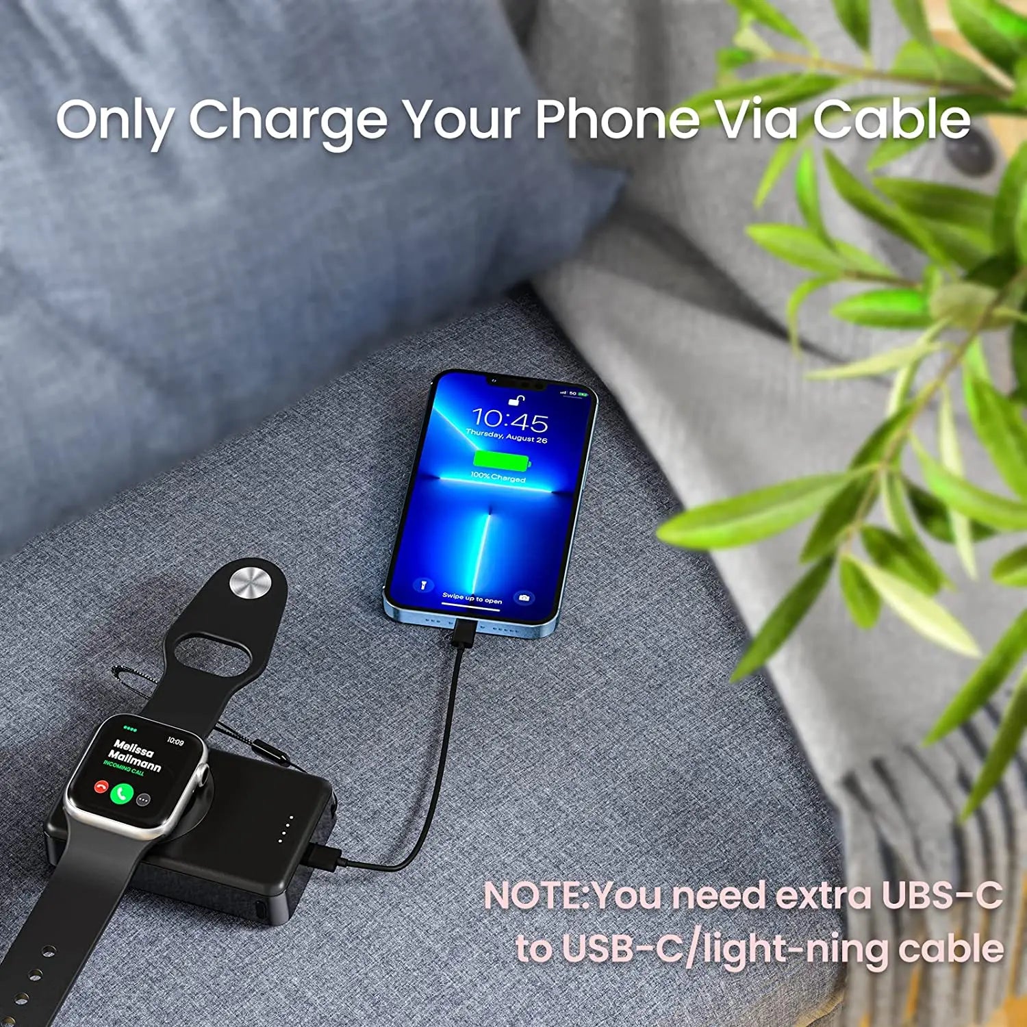 4000mAh Portable Power Bank – Magnetic Wireless Battery Pack Charger for Apple Watch Series 1–10, SE, Ultra & Ultra 2