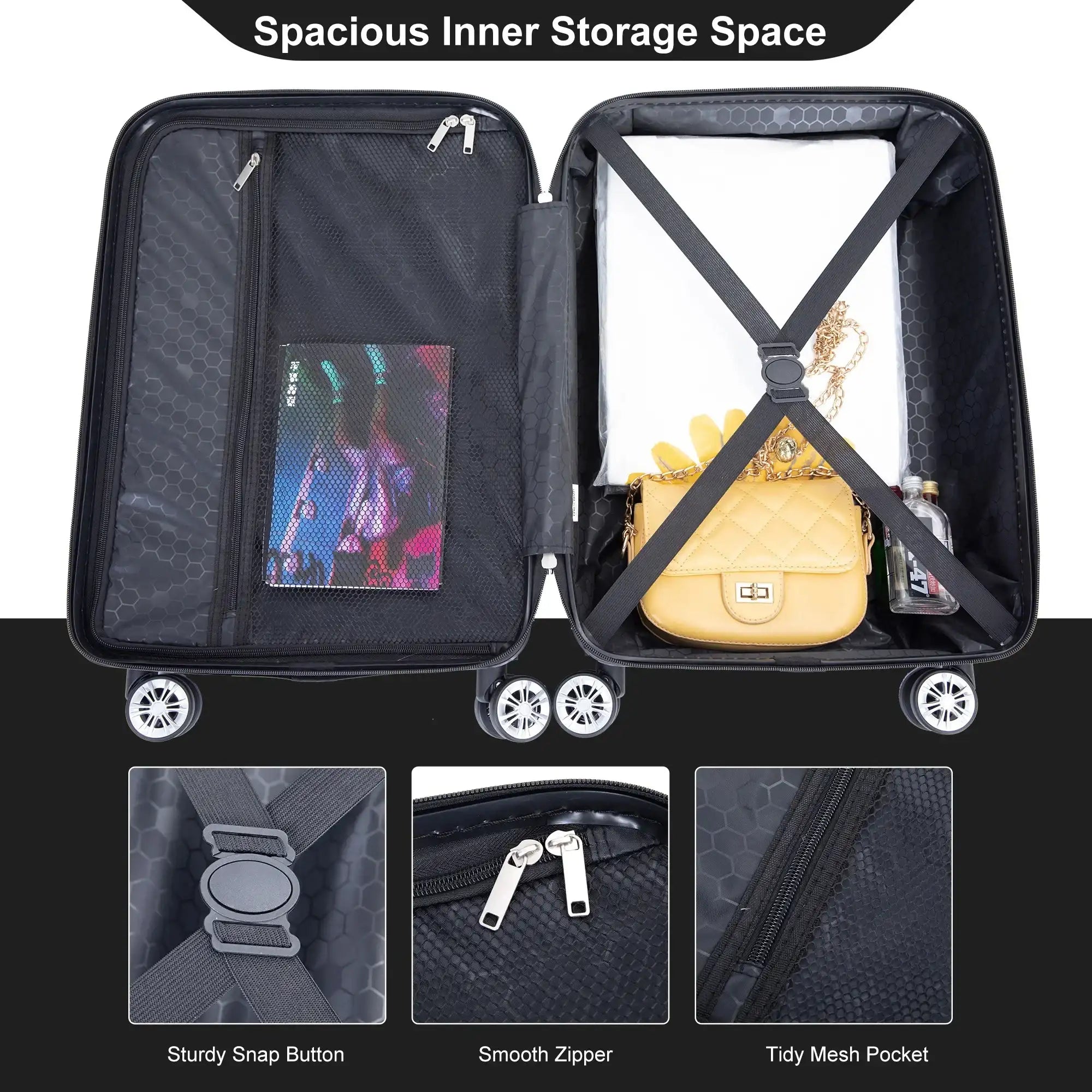 4-Piece Lightweight Travel Luggage Set – Large Capacity Spinner Suitcases with Double Wheels