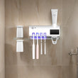 Wall-Mounted Toothpaste Dispenser & 4-Slot Toothbrush Rack – Drill-Free Bathroom Accessory