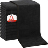12-Pack Black Hand Towels – Quick-Dry Gym & Salon Towels for Bathroom & Spa