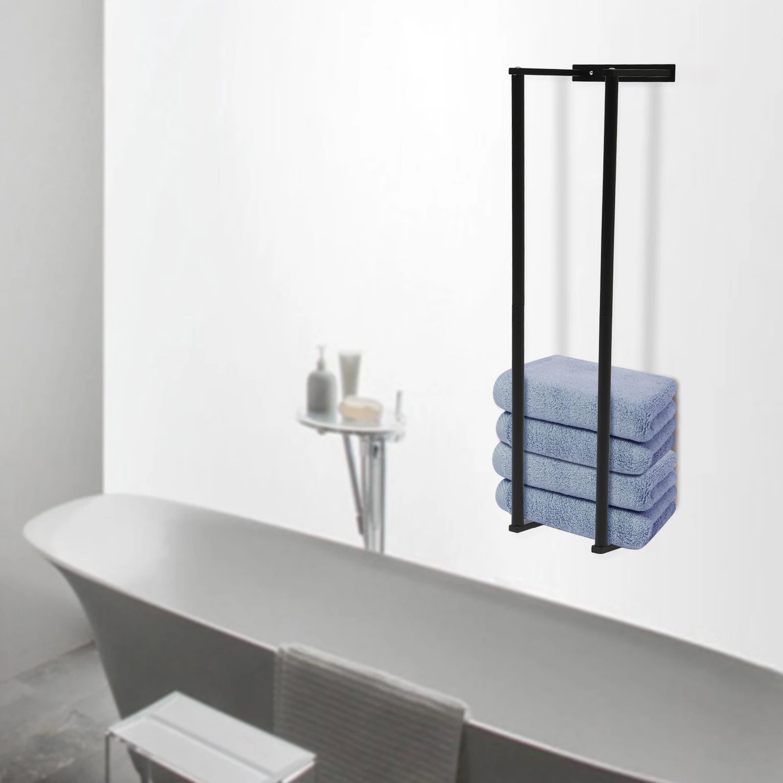 Wall-Mounted Towel Rack – Folded Large Towels & Washcloth Holder (Self-Adhesive)