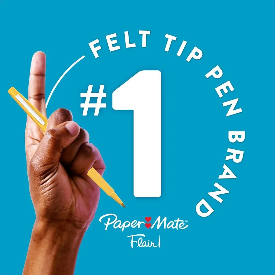 Flair Felt Tip Pens – 12-Pack Assorted Colors, 0.7mm Medium Point Marker Pens for Teachers & Students