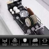 Large Dish Drying Rack with Drainboard Set – Expandable Dish Drainer with Utensil & Cup Holder | Adjustable Kitchen Organizer