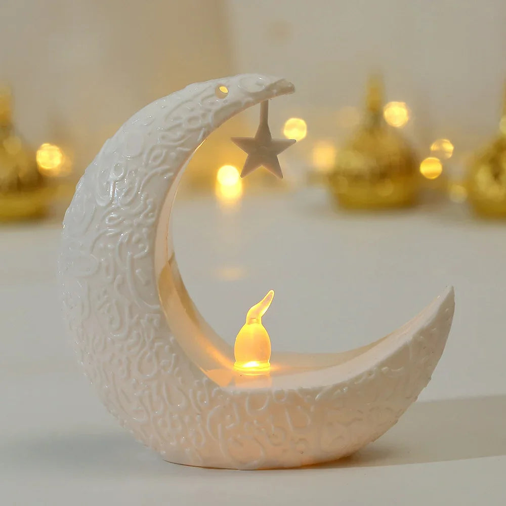 Ramadan Star & Moon LED Candlestick Lamp – Islamic Home Décor for Eid, Allah’s Blessing & Mubarak Nights
