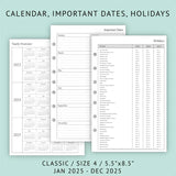 2025 Weekly & Monthly Planner Refill – 5.5" x 8.5" Classic Desk Size with Ruled Daily Blocks 📒