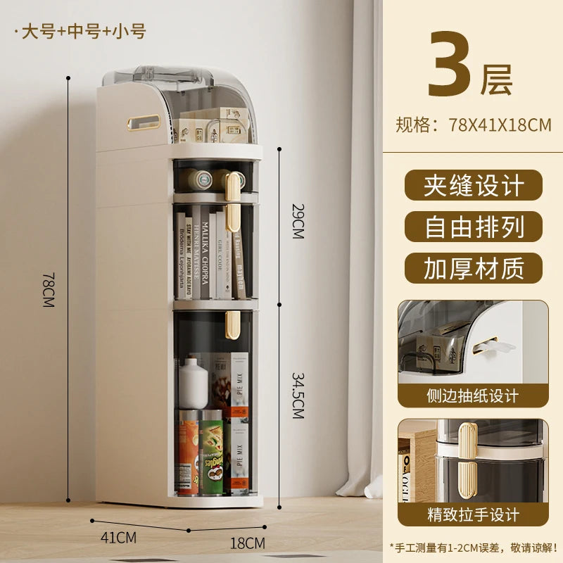 18 cm Narrow Gap Plastic Storage Cabinet – Multi-Layer Drawer-Type Rack for Kitchen & Bathroom