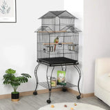 55″ Rolling Triple-Roof Parrot Cage – Sturdy Medium Size with Detachable Stand
