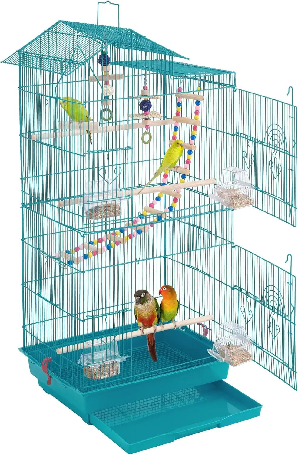 Roof-Top Medium Parakeet Cage – Bird Cage for Cockatiels, Conures, Finches, Budgies, Canaries & Lovebirds
