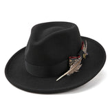 Unisex Classic Fedora Hat – Vintage Panama-Style Felt with Stylish Feather Detail for Summer Events & Jazz Festivals