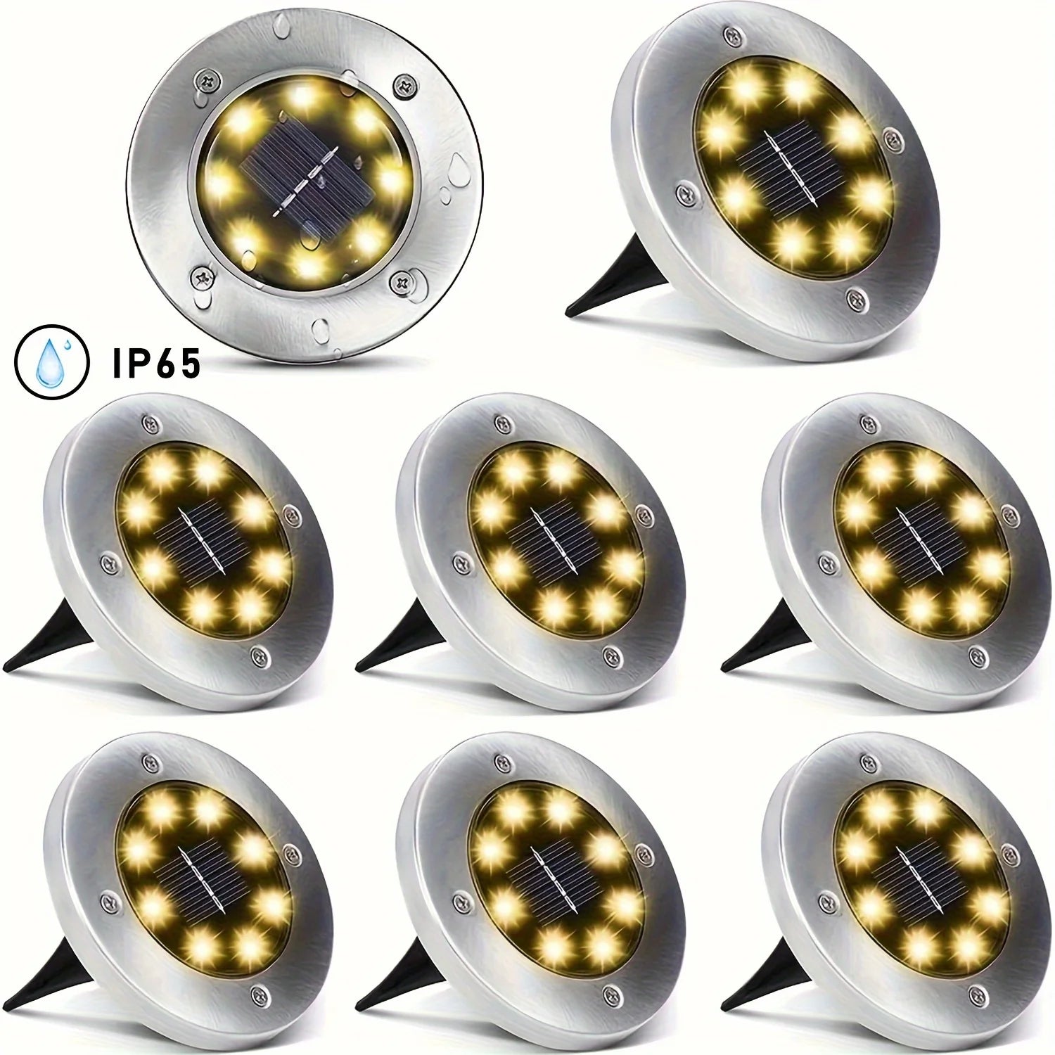 4-Pack Solar Ground Lights – Outdoor 8 LEDs Adjustable Embedded Landscape Lighting for Garden, Patio, Walkway & Lawn