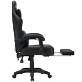 🎮 Ergonomic PU Leather Gaming Chair – Reclining Office Chair with Footrest, Adjustable Lumbar Cushion, Headrest & Massage Function