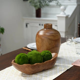Indoor Decorative Dough Bowl – Hand-Carved Paulownia Wood Centerpiece | Rustic Tabletop Home Décor Accent