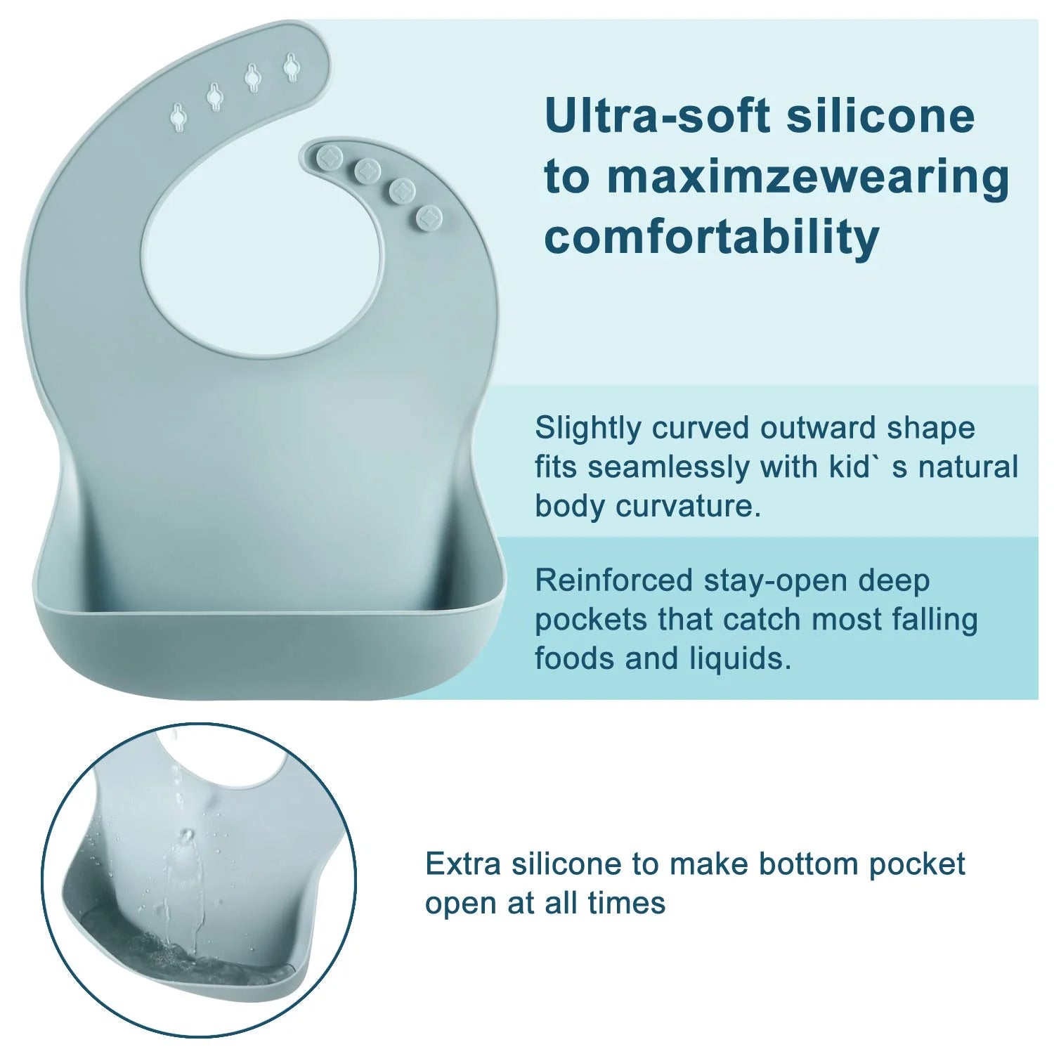 “Set of 3 Silicone Baby Bibs – Waterproof, Soft & Adjustable Unisex Feeding Bibs for 10–72 Months Toddlers (Brown, Blue, Green)”