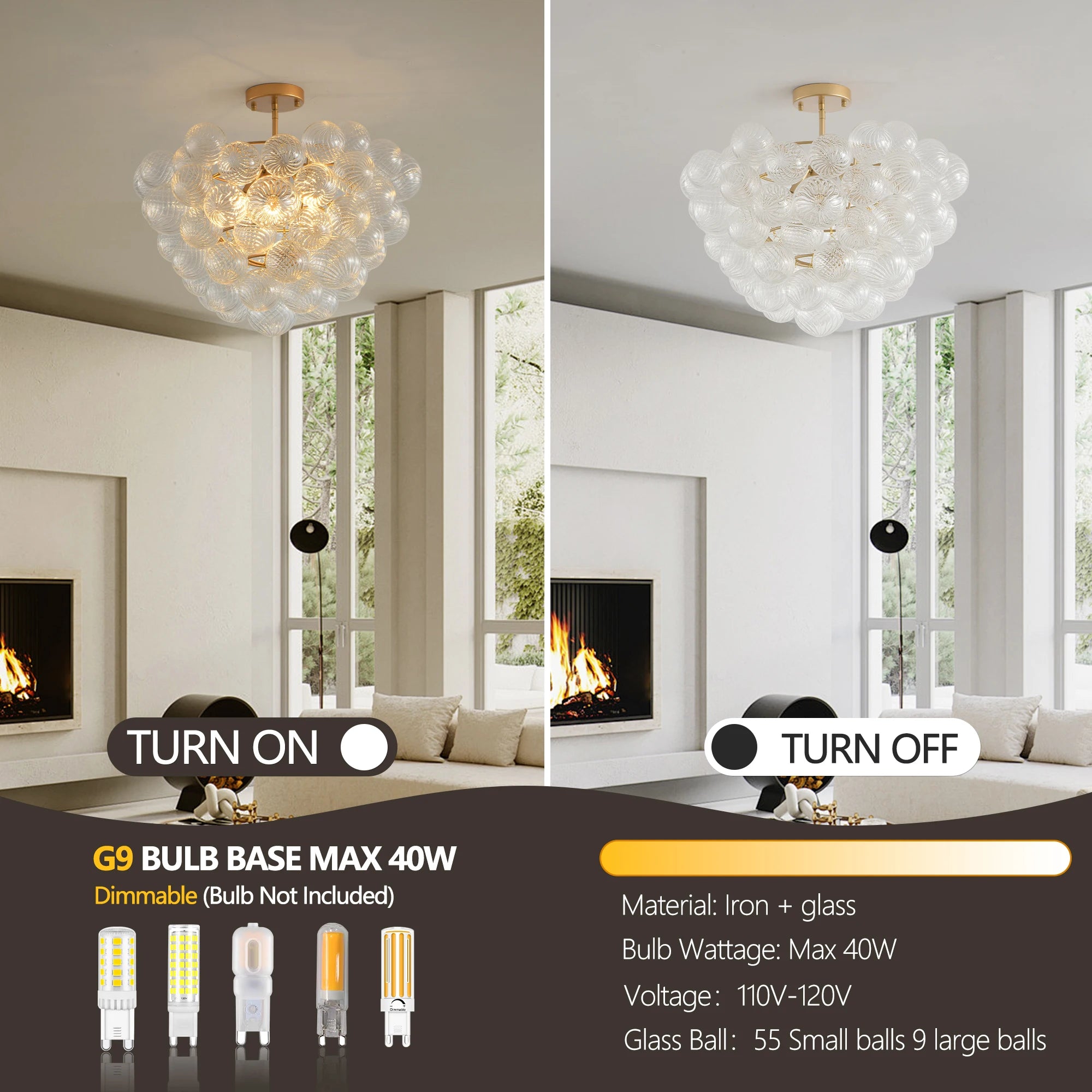 20-Inch Gold Pendant Light – Elegant Clear Glass Globe Shade for Living, Dining & Kitchen Spaces