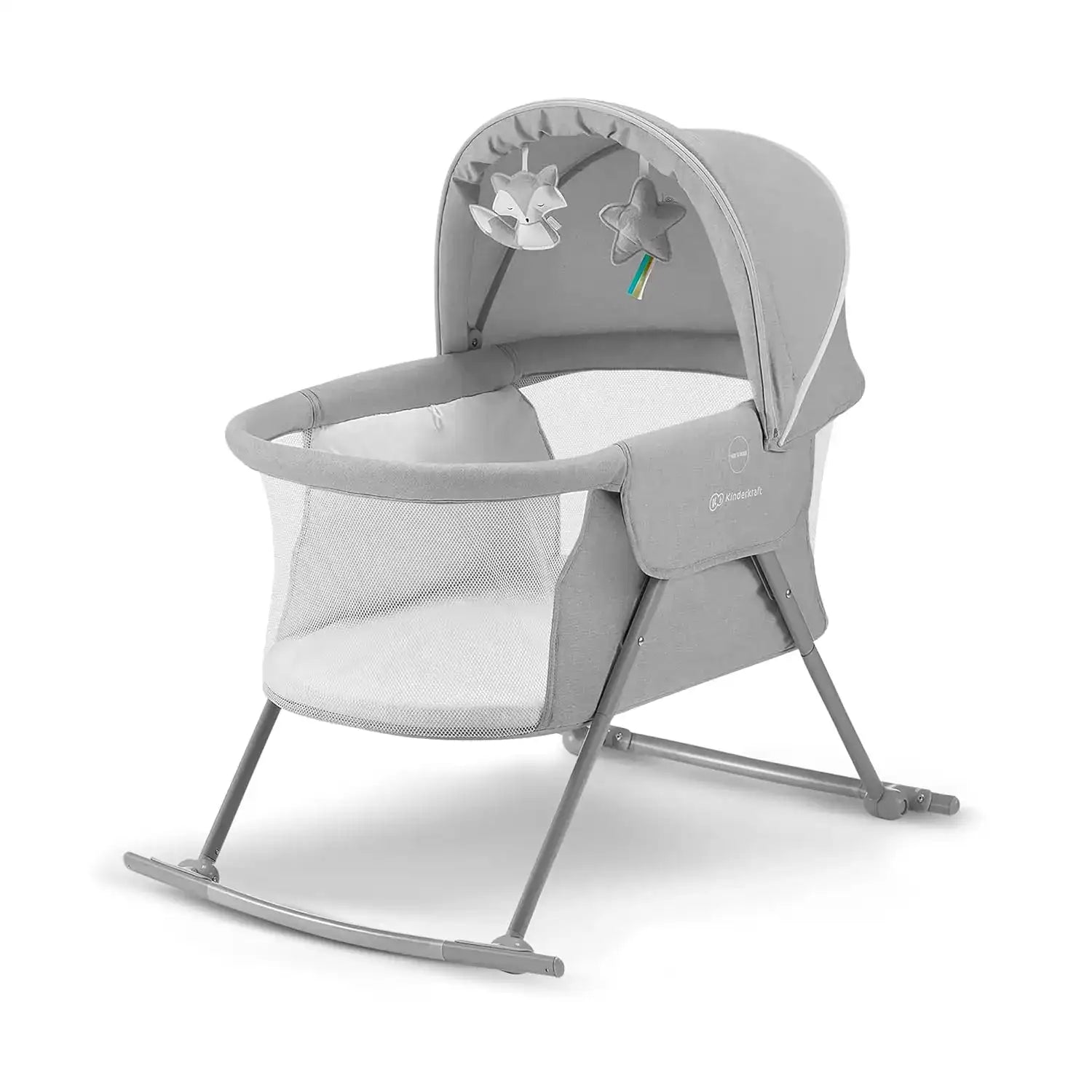 Kinderkraft LOVI Travel Bassinet – Portable Folding Baby Bed with Adjustable Hood & Built-in Mosquito Net