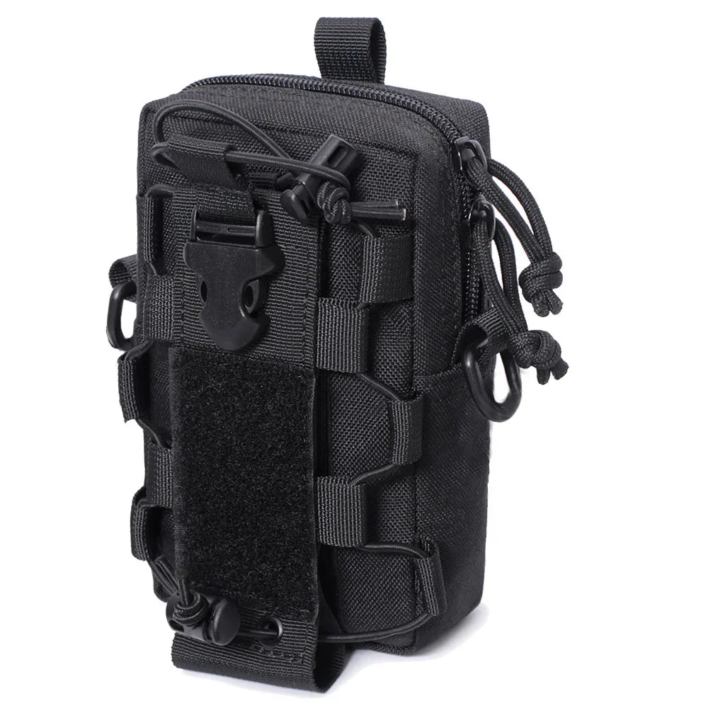 Tactical MOLLE EDC Belt Pouch – Outdoor Waist Organizer Bag | Phone & Water Bottle Carrier with Shoulder Strap