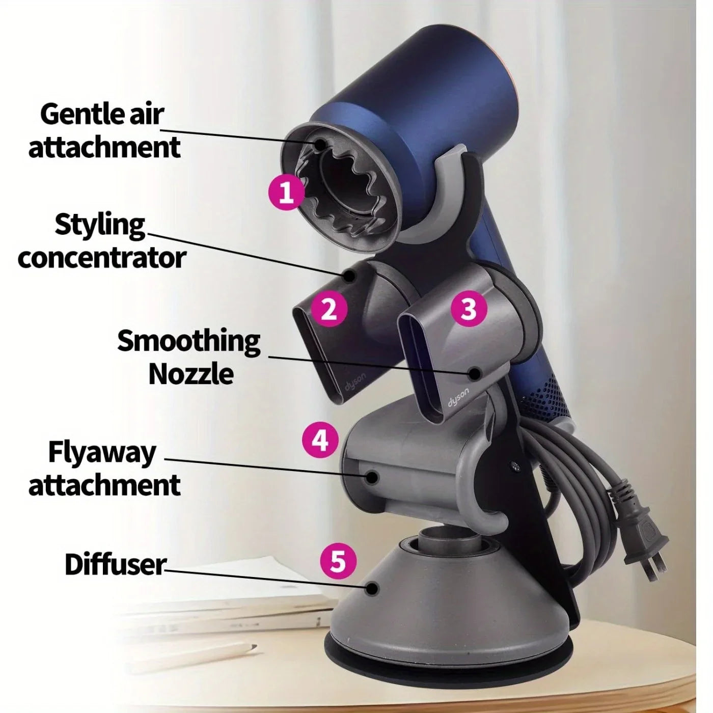 Bathroom Organizer for Dyson Supersonic Hair Dryer – Magnetic Stand & Storage Rack
