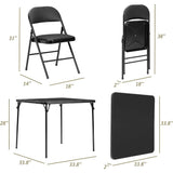 5-Piece Folding Card Table and Chair Set – Portable, Padded, No Assembly Required (Black)