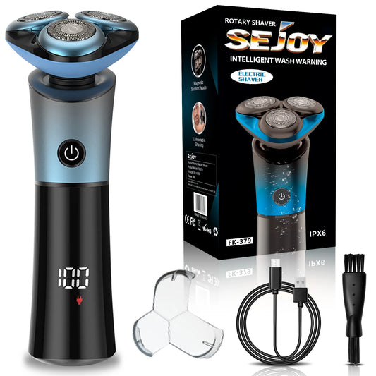 Sejoy FK379 Rotary Electric Shaver – 3D Floating Cutter, Washable & Rechargeable Beard Trimmer for Men