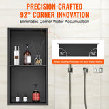 No-Tile 304 Stainless Steel Recessed Shower Niche – Double Shelf Wall Insert