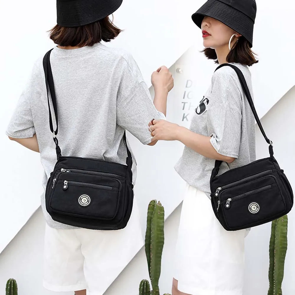 Women’s Nylon Waterproof Crossbody Bag — Multi-Pocket Travel Messenger & Shoulder Purse