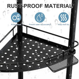4-Tier Corner Shower Caddy Organizer – Rust-Resistant Metal Bathroom Shelf with Soap Holder & 4 Hooks