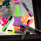 6-Piece Neon Liquid Chalk Marker Set – Non-Toxic Reversible Fine Tip, Easy-Clean Multi-Surface Pens for Artists & Crafters