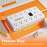 31-in-1 Multifunctional Power Socket – 3-Sided Power Strip with Time Display, 24 AC Outlets, 6 USB Ports & 2 USB-C Fast Charging Ports