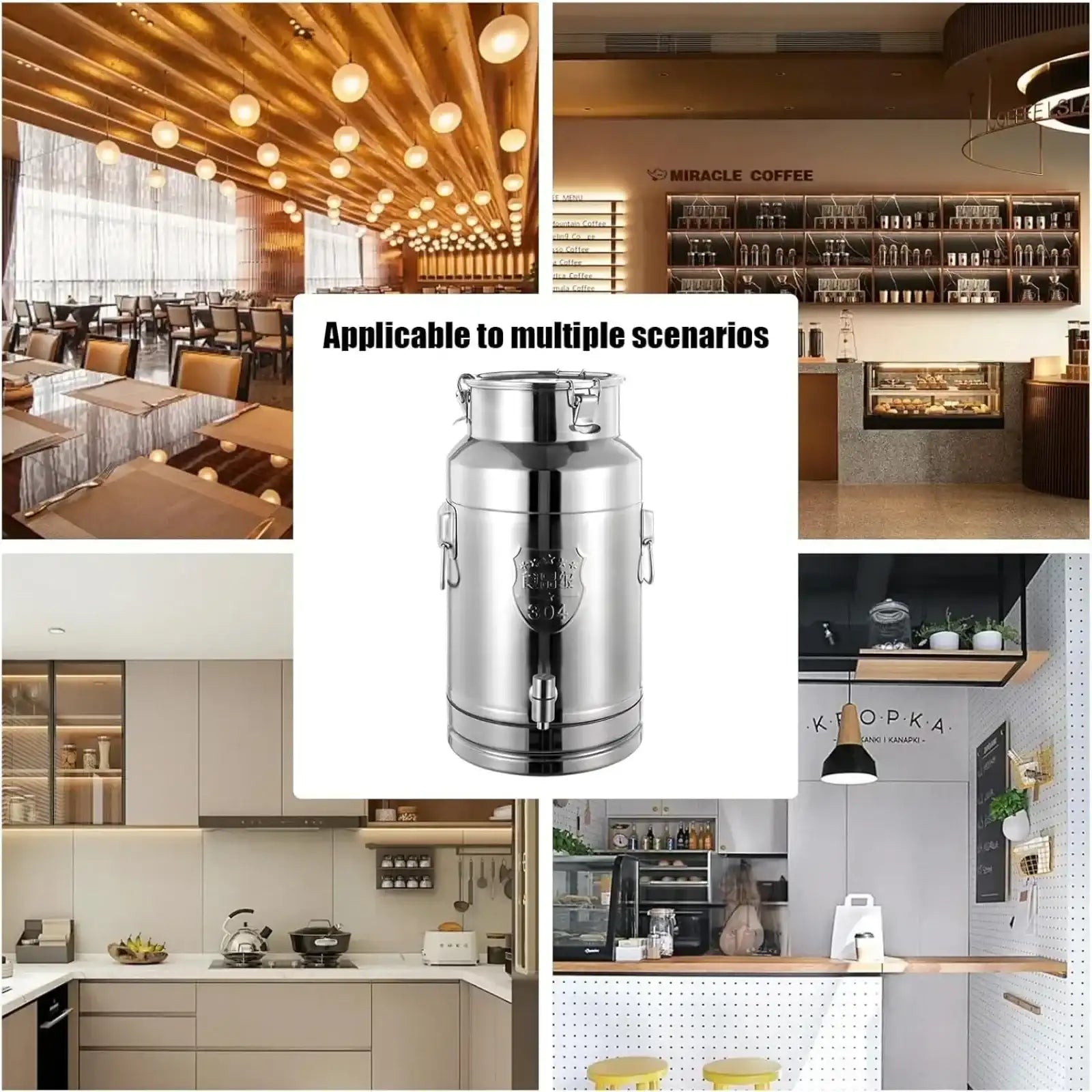 Bymaocar 5-Gallon Stainless Steel Beverage Dispenser Milk Can – Leak-Proof Lid, Heavy-Duty Design