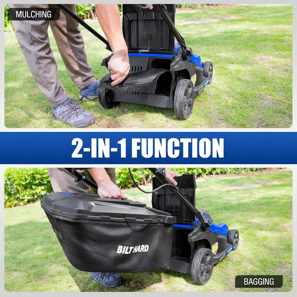 40V 17″ Brushless Cordless Lawn Mower – 2-in-1 Electric Push Lawnmower with 6-Position Height Adjustment & Dual 4.0 Ah Batteries