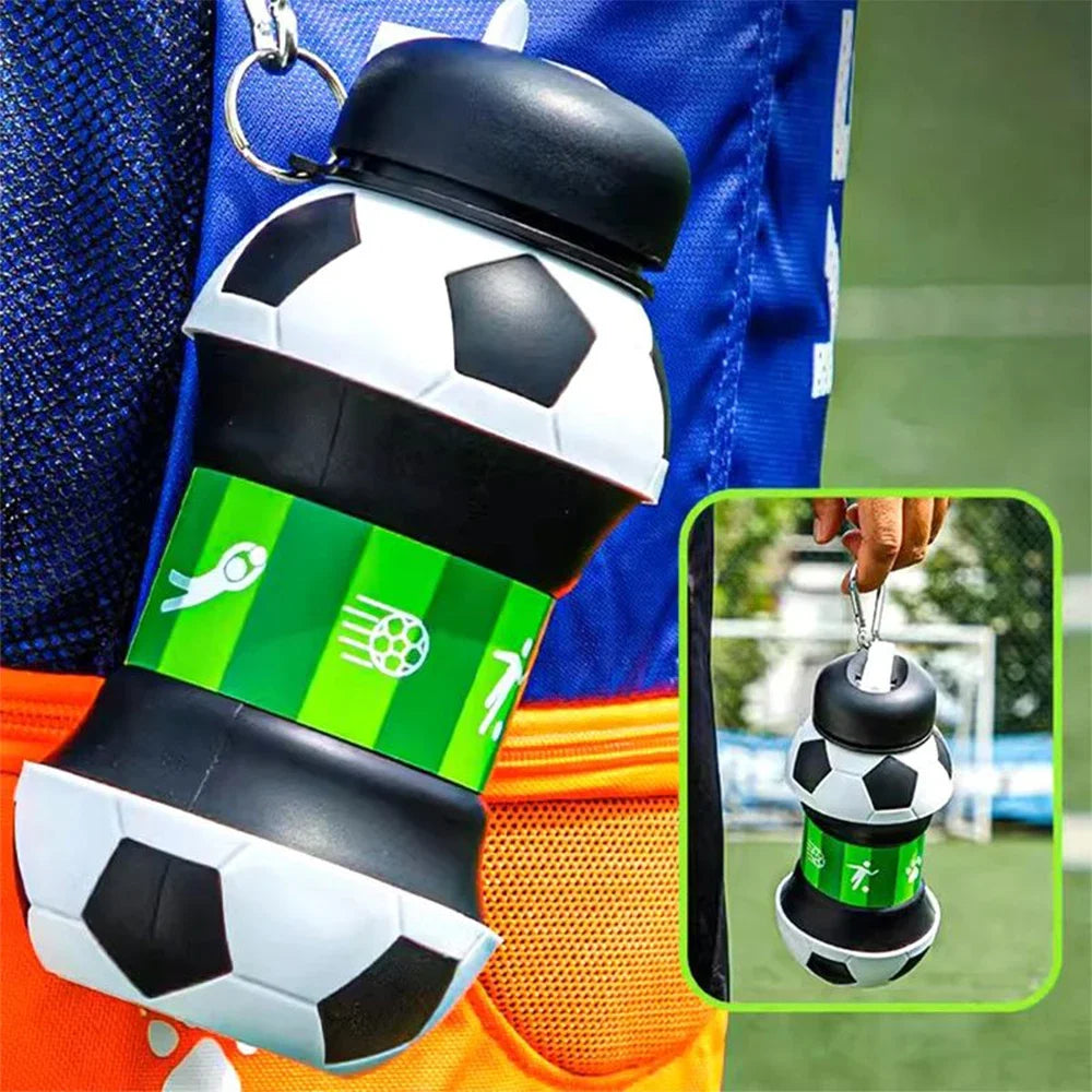 Foldable Silicone Sports Water Bottle / Collapsible Cup – Leak-Proof & Portable for Basketball, Football, Tennis, Golf, School