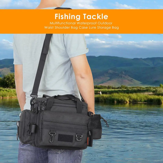Waterproof Oxford fishing tackle bag – multi-purpose waist & shoulder storage case for reels, lures & outdoor gear