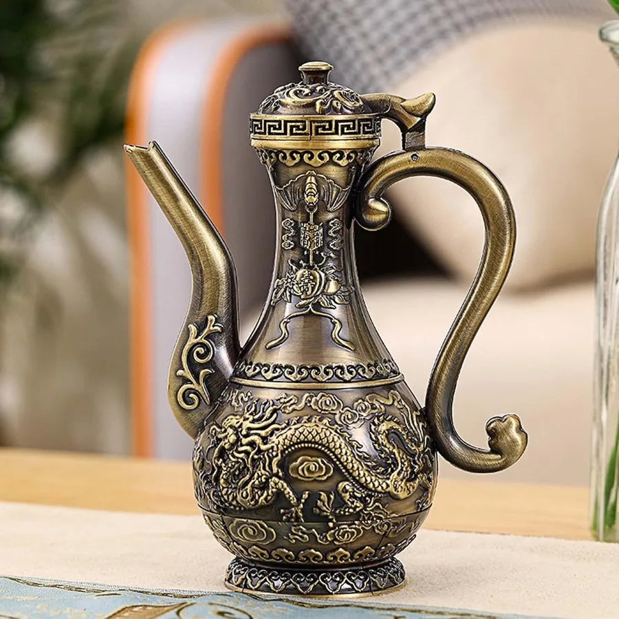 Vintage Turkish Coffee Pot & Cup Set with Metal Tray – Elegant Tea/Coffee Service for 4