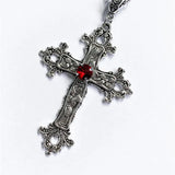 Gothic Zircon Cross Necklace – Unisex Y2K Large Pendant with Irregular Crystal Design for Men & Women