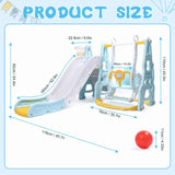 4‑in‑1 Toddler Playground Set – Swing, Slide, Climber & Basketball Hoop Indoor/Outdoor Playset (Blue)