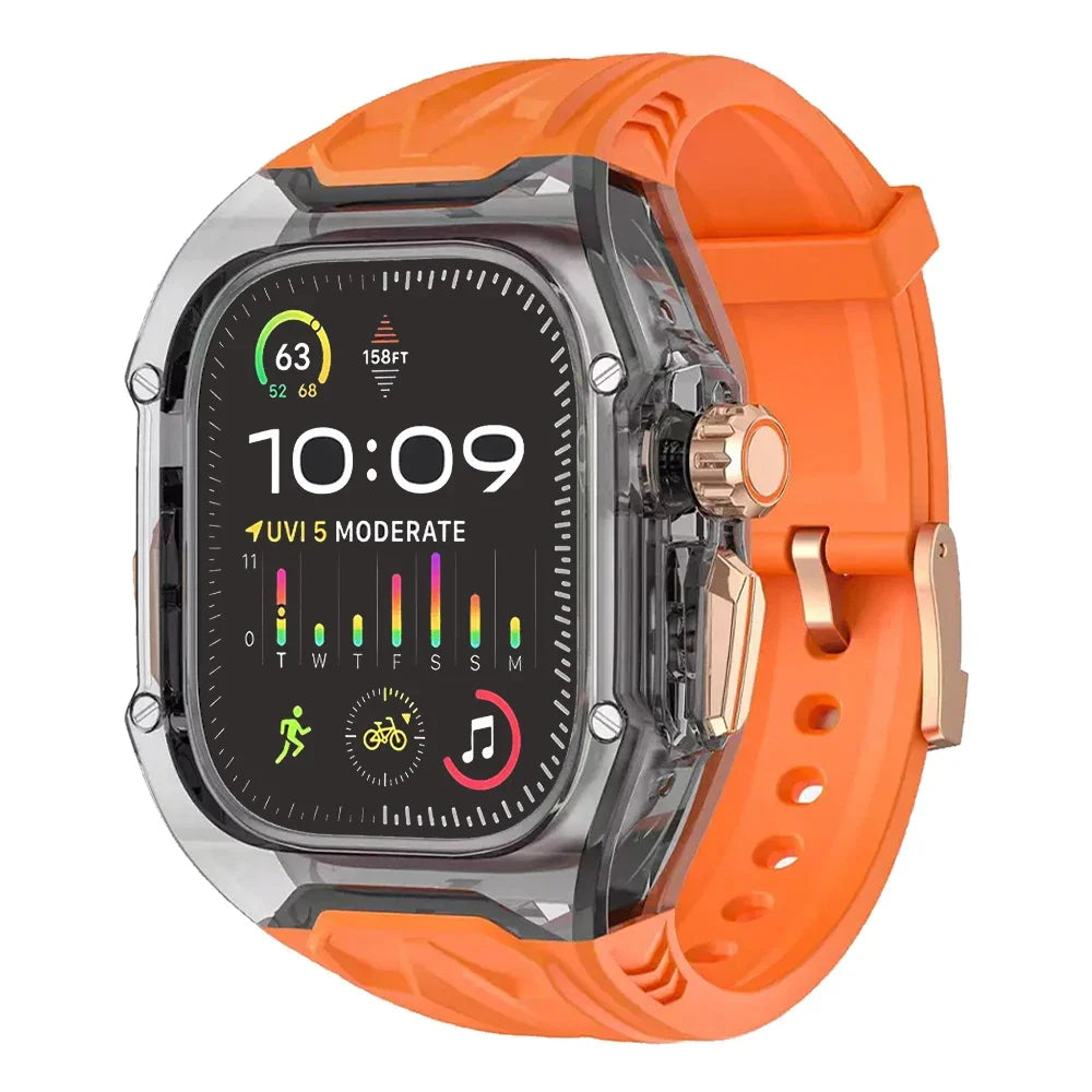 Apple Watch Modification Kit – Transparent Protective TPU Case + Strap for Ultra, Series 9/8/7/6/5/4 (45mm/44mm/49mm)