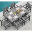 “7-Piece Outdoor HDPE Dining Table Set with 6 Chairs – Gray Patio Dining Set with Umbrella Hole Cut-Out”