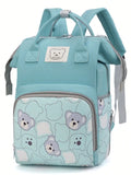 Bear Print Diaper Bag Backpack – Large Capacity Fashion Mommy Bag with Insulated Pockets | Stylish Diaper Backpack for Mom & Dad