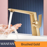 Brushed Gold Bathroom Faucet – Single Hole Brass Basin Mixer Tap with Hot & Cold Water Control 🚰✨