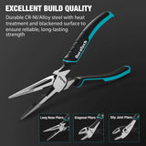 DURATECH 3PCS Premium Pliers Set – CR-Ni Steel Construction | 8" Needle Nose, Slip Joint & Groove Joint Pliers