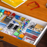 60-Piece Clear Plastic Drawer Organizer Tray Set – Multi-Size Storage Bins for Bathroom, Office & Cabinet