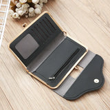Women’s Crown Style Long Wallet – Elegant PU Leather Hasp & Zipper Clutch with Coin Pocket, Card Holder & Portable Design