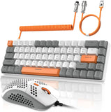 T8 Wired 65% Mechanical Gaming Keyboard & Mouse Combo – RGB Backlit TKL 68-Key Anti-Ghosting Keyboard with Coiled Cable & Tactile Switches