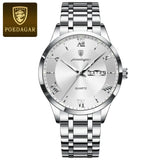 Poedagar Men’s Business Watch – Stainless Steel Waterproof Quartz Wristwatch with Luminous Dial & Date/Week Display