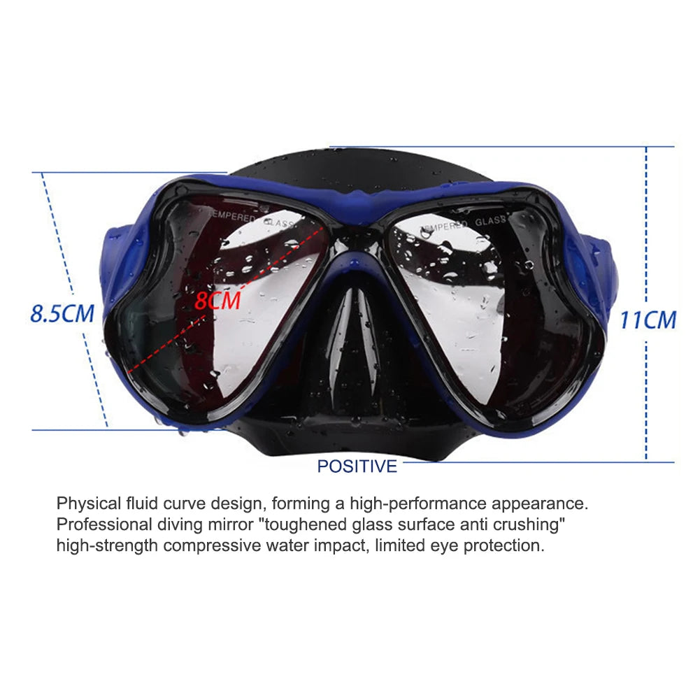 Diving Mask & Breathing Tube Set – Large Silicone Frame, Anti-Fog, UV Protection Snorkel Gear for Adults