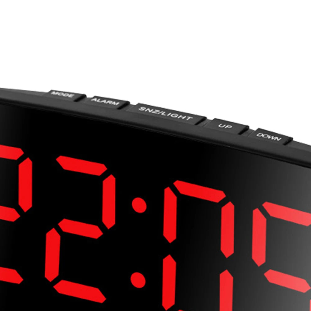 Creative LED Curved Mirror Alarm Clock – Large Display Digital Desk & Bedside Clock for Home, Office & Dormitory